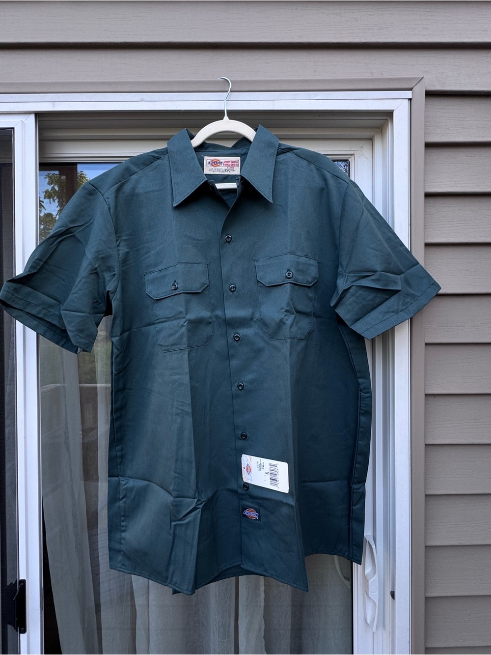 NWT Dickies XL Short Sleeve Work Shirt Gray Green Workwear Button Up
